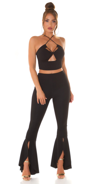Musthave flared pants with slit Black